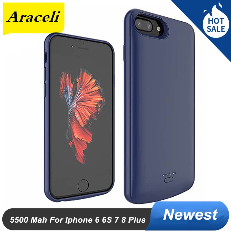 Чехол для аккумулятора Iphone 6 Plus умный чехол с аудиовыходом 5500 мАч 6s 7 8 Plus|Чехлы