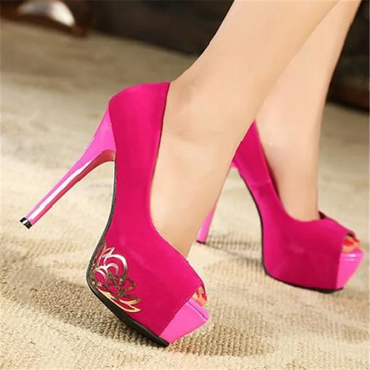 Женские весенние туфли на высоком каблуке 12 см Европейская и американская