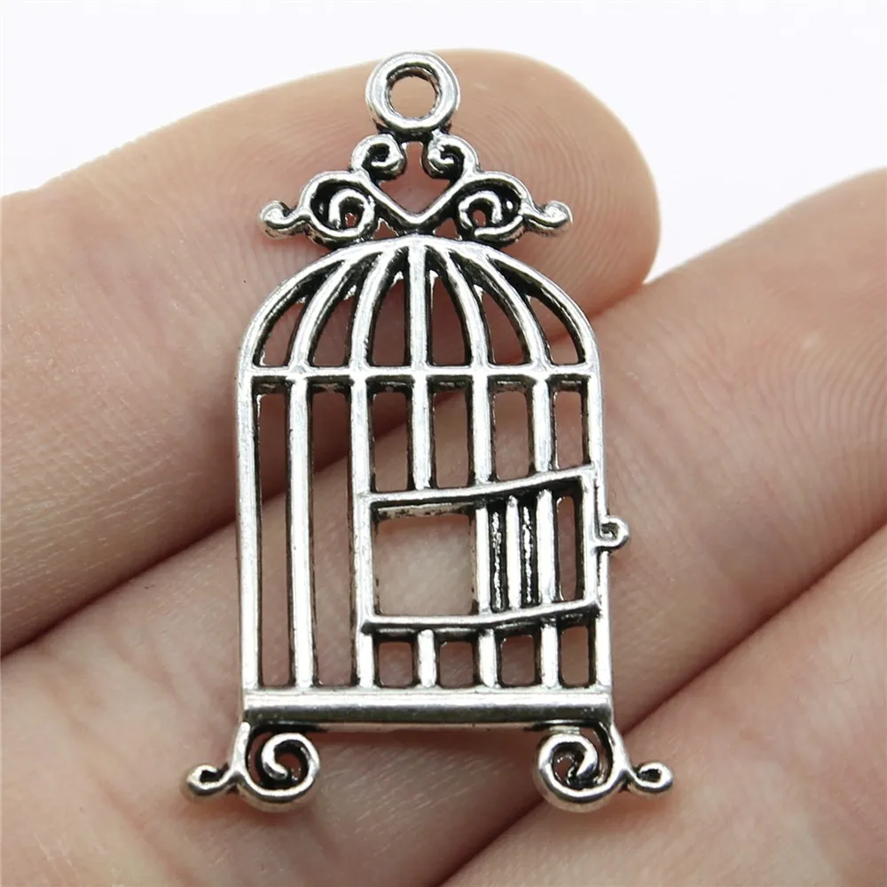 

WYSIWYG 12pcs 34x18mm Antique Silver Color Birdcage Pendant Bird Cage Pendant Bird Cage Charm For Jewelry Making
