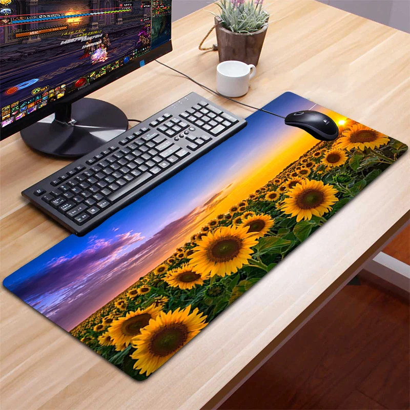 

Sunflower Mouse Pad Mat Computer Mousepad 90x40cm Natural Rubber Fashion gamer desk mat Non-Slip Table Keyboard Mouse For CSGO