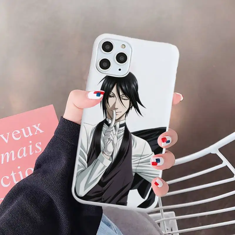 

Black Butler anime Phone Case White Candy Color for iPhone 6 7 8 11 12 s mini pro X XS XR MAX Plus