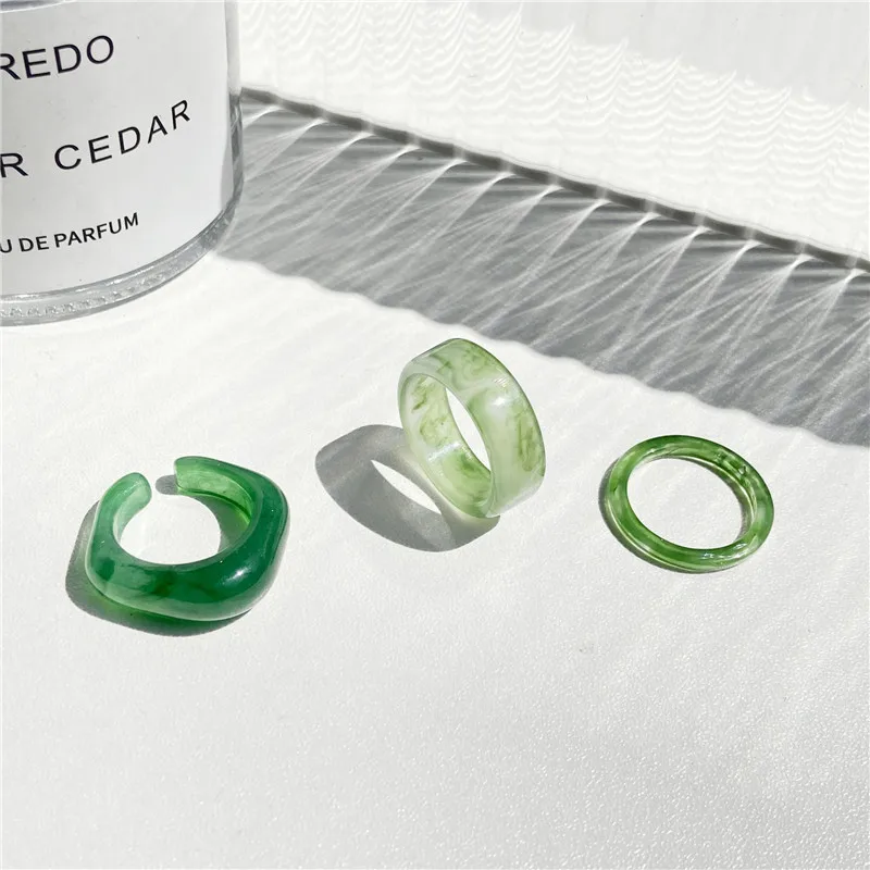 LETAPI корейские винтажные прозрачные разноцветные кольца из смолы шикарные