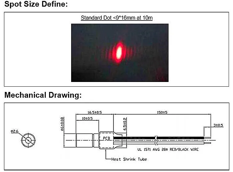 6mm 650nm 10mW Red Dot Laser Module Industrial Grade APC Driver | Инструменты