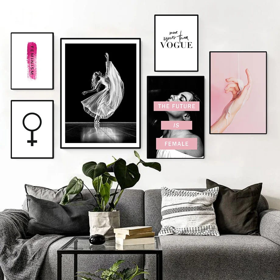 

Feminism Vogue Woman Hand Dance Dress Wall Art Canvas Painting Nordic Posters And Prints Wall Pictures For Living Room Decor