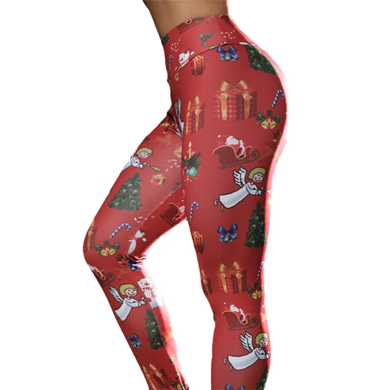 Лидер продаж длинные леггинсы шикарные женские рождественские с изображением