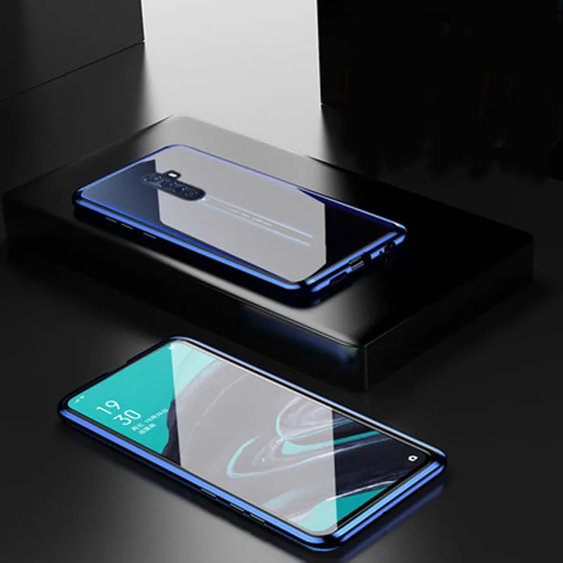 Роскошный Магнитный адсорбционный чехол для oppo Reno 2Z, металлическая рамка, Doubl, боковая стеклянная крышка, oppo reno2Z, защитный чехол для телефона