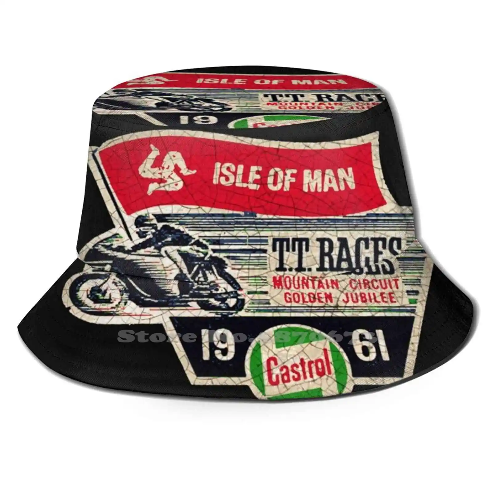 

1961 Рыбацкая шляпа с изображением острова Мэн ТТ скачки 1961 Панама кепки гоночные чеки с изображением остров Мэн ТТ велосипедные клубы без спичек на День отца