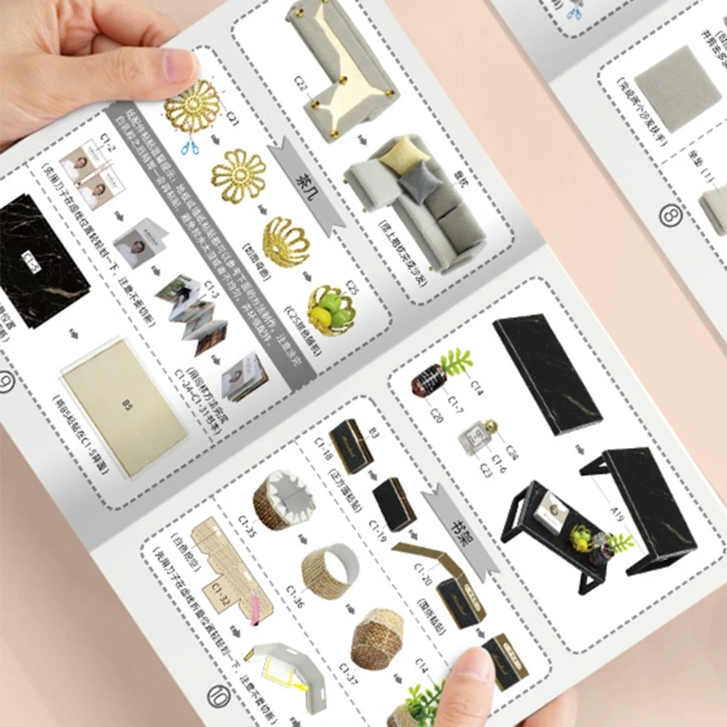 

Dollhouse Miniature with Furniture, DIY Wooden Dollhouse Kit Plus Dust Proof , 1:25 Tiny House Building Kit (Vitality Life)