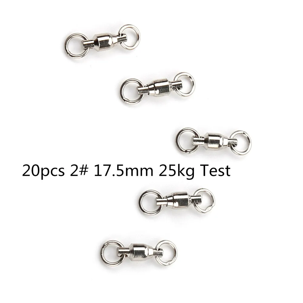 20pcs Size 2 JOSHNESE 10 шт/20 штук Размеры 0/1/2/4/6/7/8# Нержавеющая сталь рыболовный крючок шарикового поворотного подшипника с твердых серебряное кольцо разъем рыболовный крючок - Цвет: 20pcs Size 2