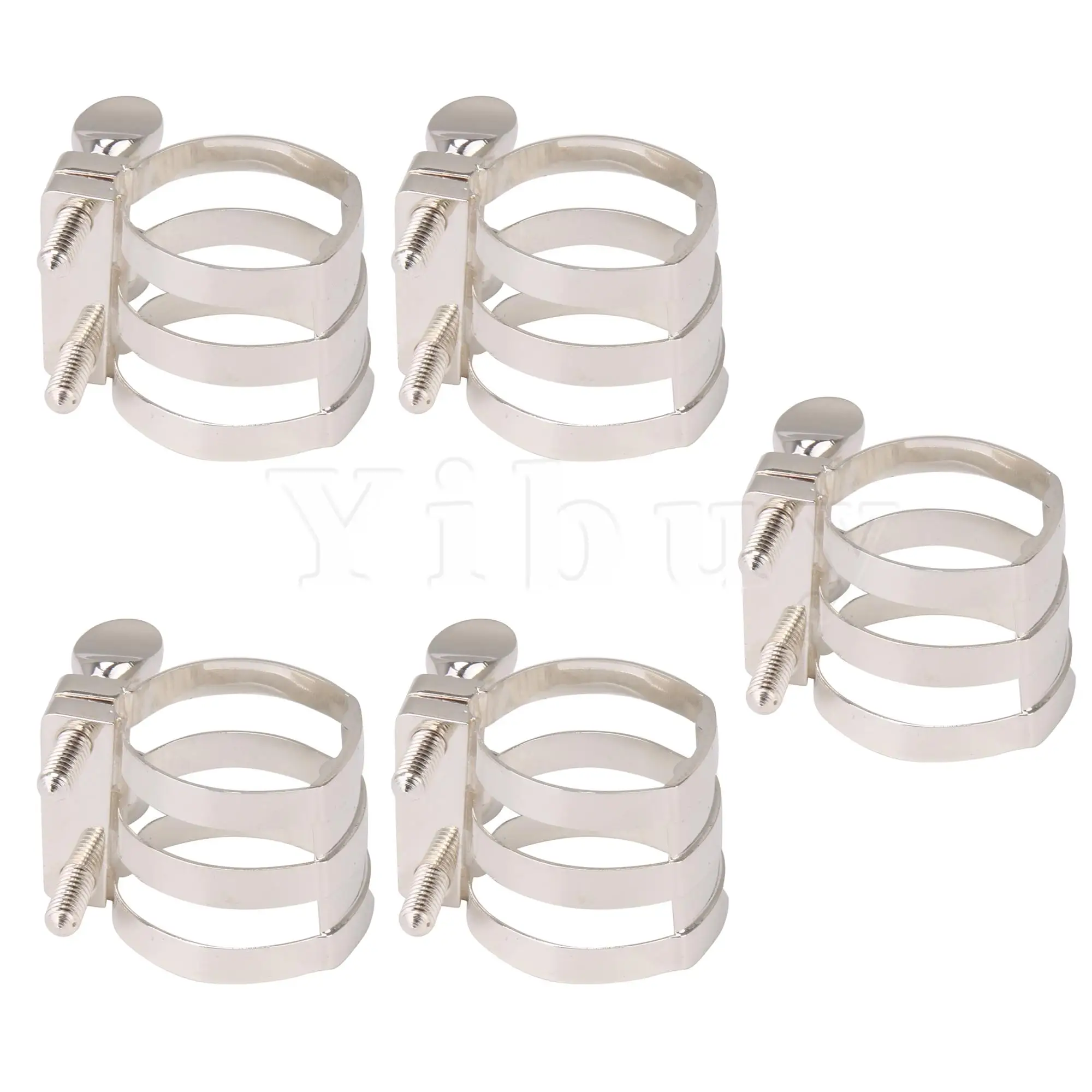 

5Pieces Professional B Flat Soprano Saxophone Mouthpiece Ligature Silver