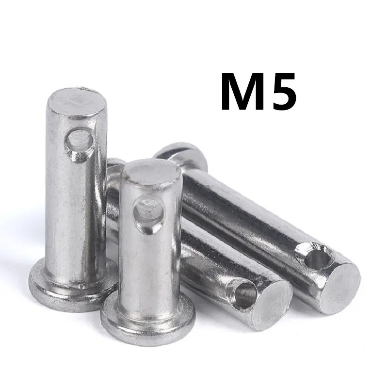 

30pcs/lot M5x12/16/20/25/30/35/40/45/50mm GB882 Dowel Pin Flat Head Cylindrical Pin With Hole 304 Stainless Steel