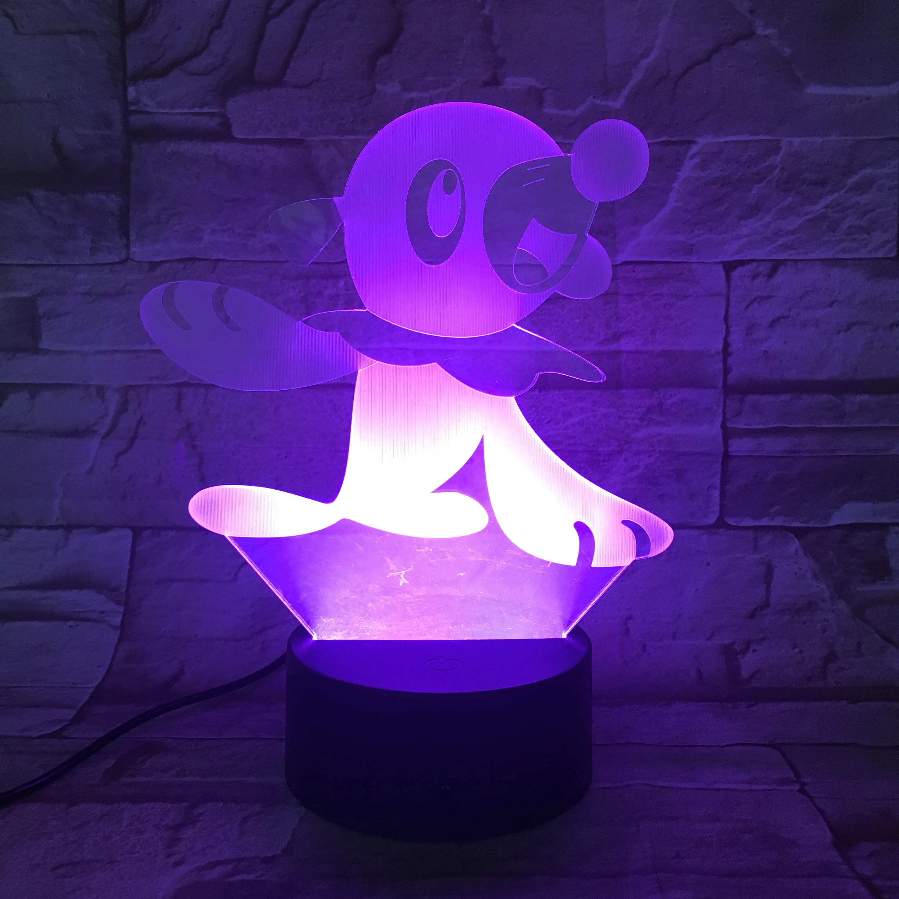 Покемон умбреон Mewtwo Gengar 7 цветов 3D лампа визуальный светодиодный ночник для детей