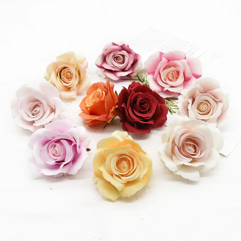 

10 Pieces Artificial Roses Home Decoration Accessories Wedding Scrapbooking Festival Candy Box Photo Props Diy Brooch Christmas