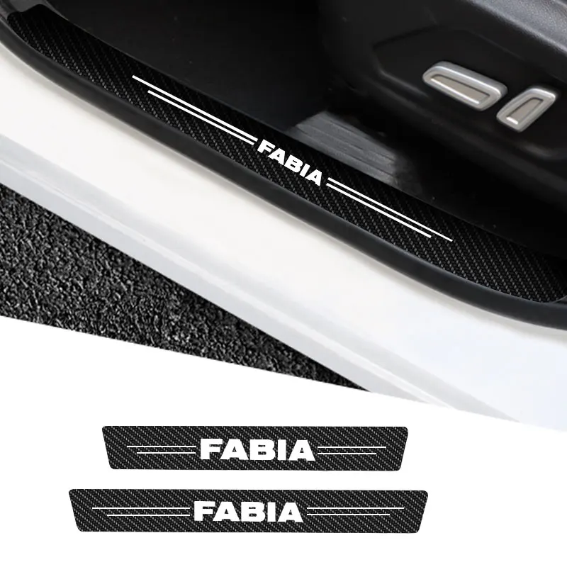 

Car Door Threshold Scuff Plate Carbon Fiber Sill Protector Stickers For Skoda Fabia 2008-2017 Auto Door Entry Pedal Guards