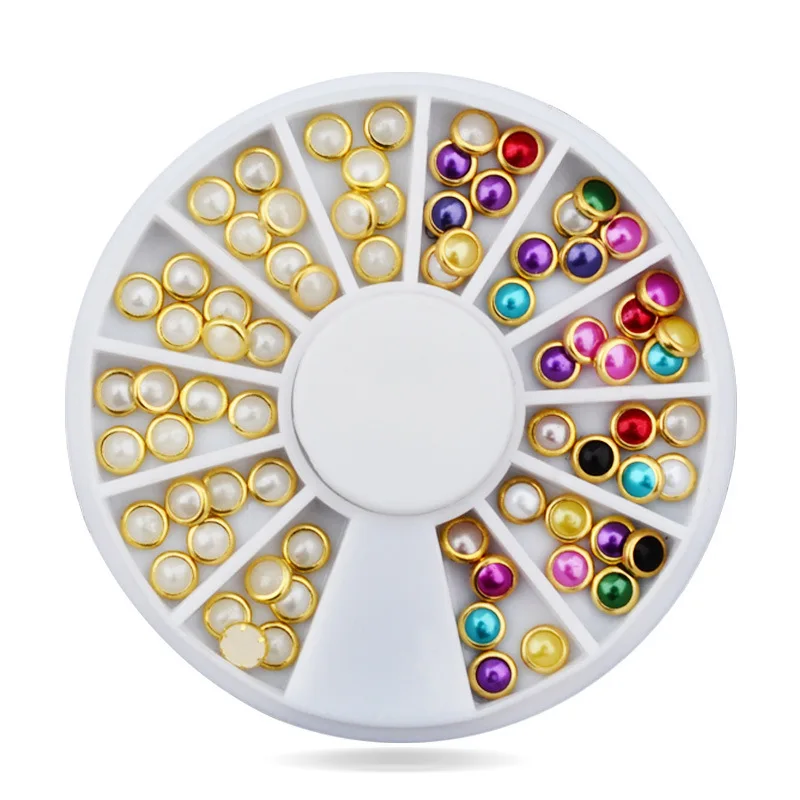 

Colored Semicircular Bordure Pearl Mixed Size Nail Studs Manicure Nail Art Decorations 1 Box#S-Y104