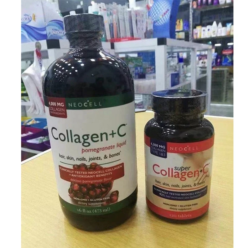 

Original US NeoCell Super Collagen +C powder hydrolyzed collagen peptide powder 198g Gluten Free Pomegranate Liquid 473ML