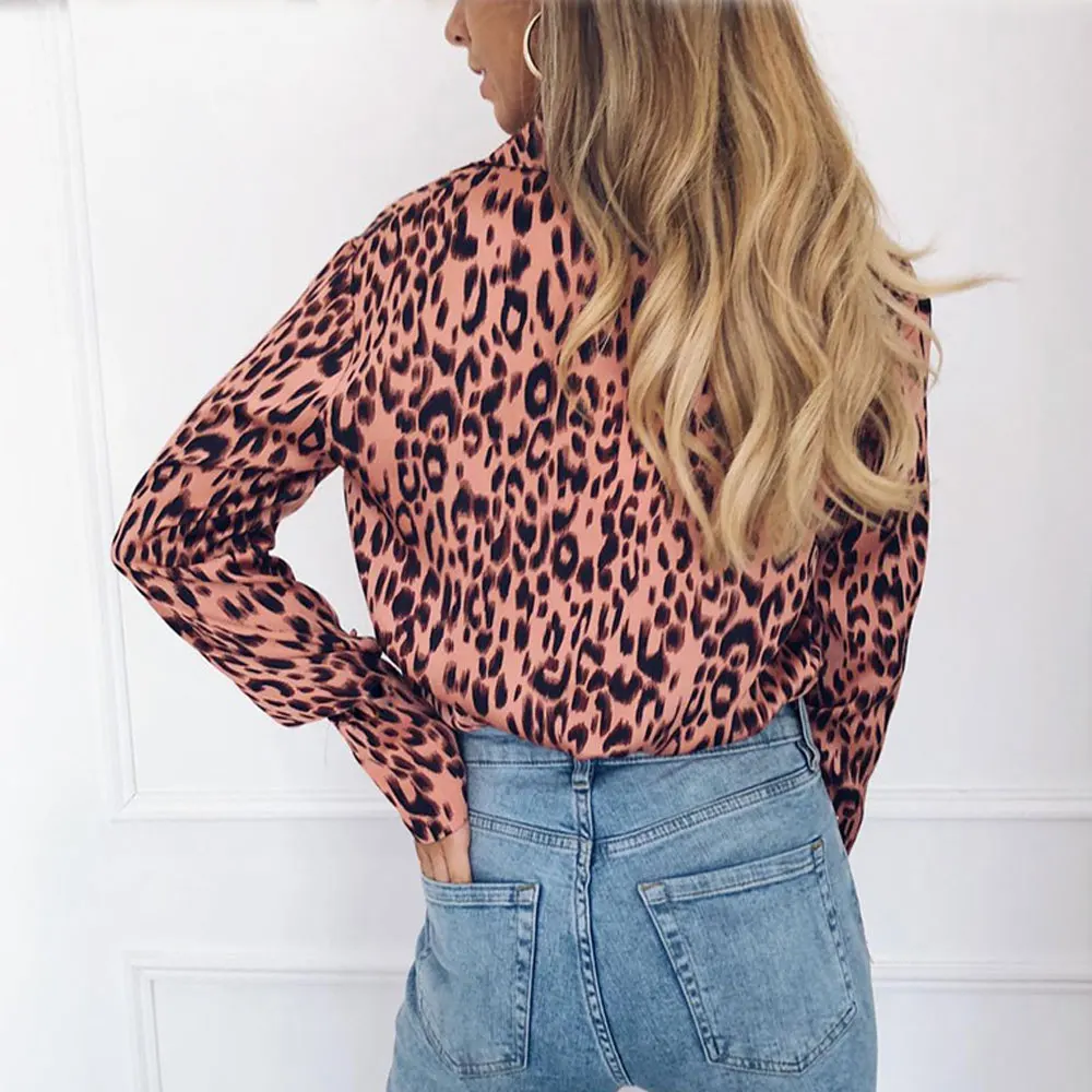 Женская блузка с длинным рукавом и леопардовым принтом | одежда