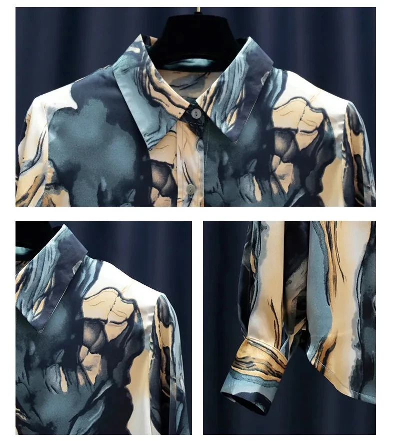 Осенняя рубашка в стиле ретро с винтажным принтом женские топы шикарные блузы