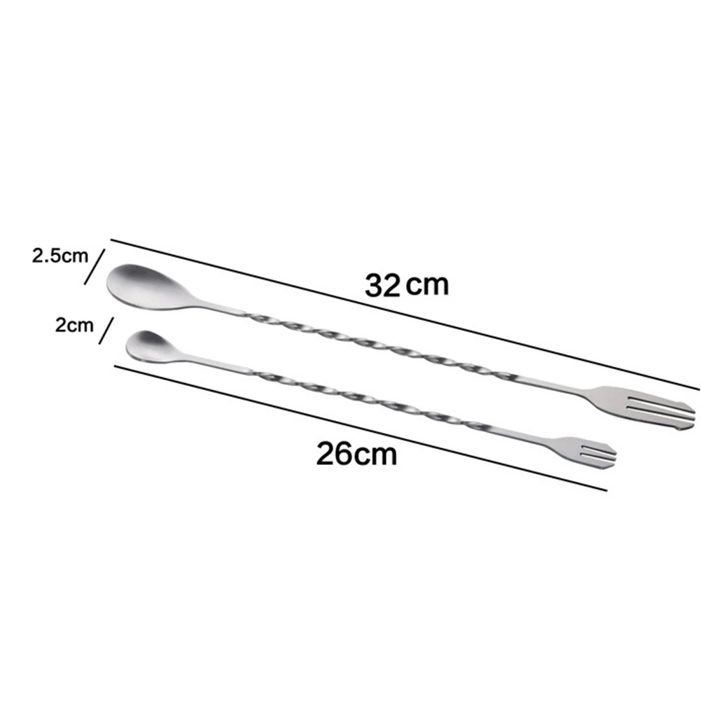 Нержавеющая сталь резьбовой с двойной головкой ложка для смешивания коктейлей