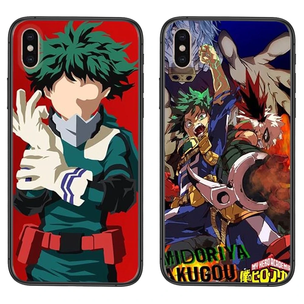 Для Samsung Galaxy A72 A71 A70 A50 A40 A30 A20 A10S A02 A51 A32 A31 4G 5G Моё Боку Но Героев Академия Чёрный Задняя Картина Премьера