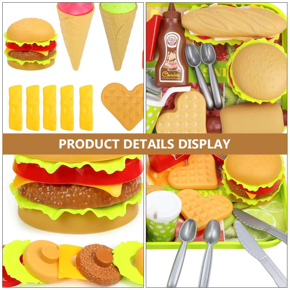 

1 Set Play Toys Set Simulation Food Playset Baby Burger Hotdog
