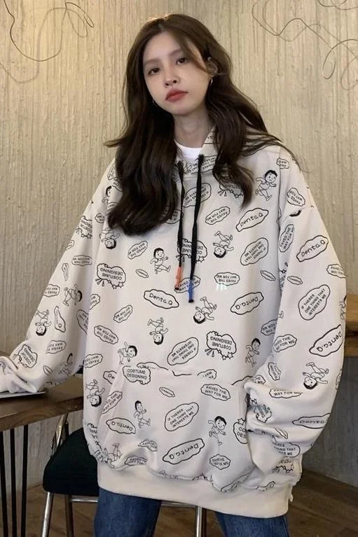 Модная Популярная свободная одежда с капюшоном в Корейском стиле | Женская