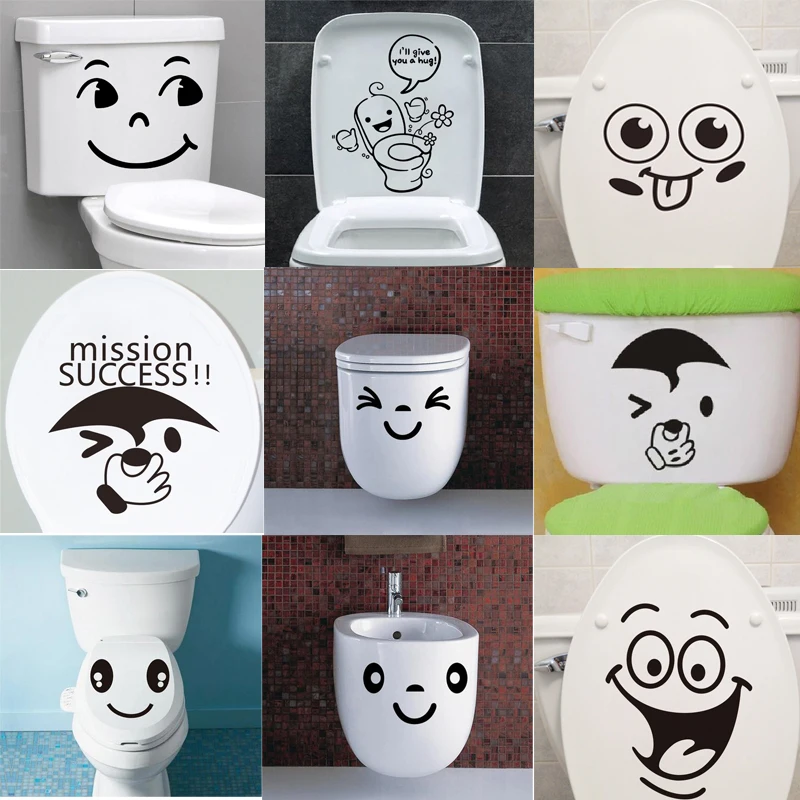 Happy Funny Face Toilet Stickers Bedroom Living Room Restaurant Decoration Waterproof Mural Art Wall Decals | Дом и сад
