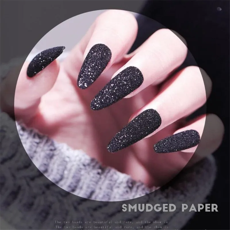 6 шт./компл. порошок для ногтей Блестящий шерстяной черный блестящий сахарный