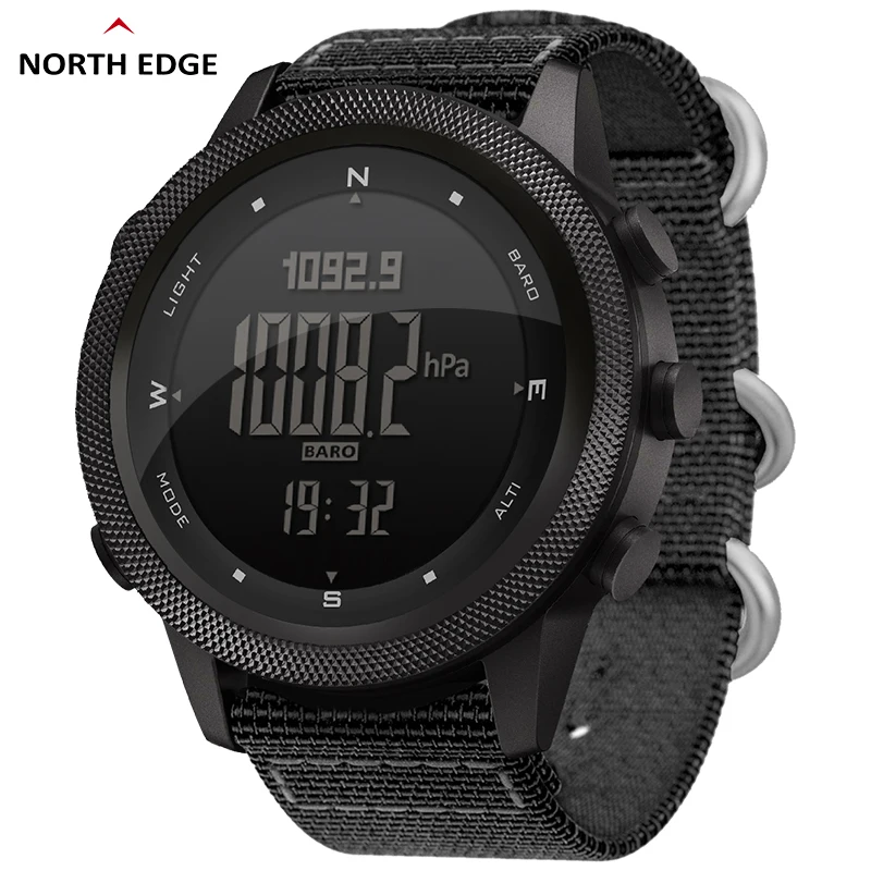 Militar do Exército Relógios à Prova Relógio de Pulso dos Homens North Edge Relógio Digital Esportes D50 Água 50m Altímetro Barômetro Bússola Tempo Mundial Men