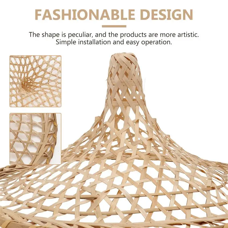 

2Pcs Hollow-out Bamboo Hat Chic Performance Hat Funny Party Stage Prop Beige