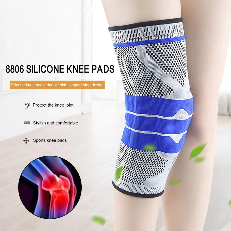 

1Pcs Knee Patella Protector Brace Silicone Spring Knee Pad Basketball Running Compression Knee Sleeve Support Sports Kneepads