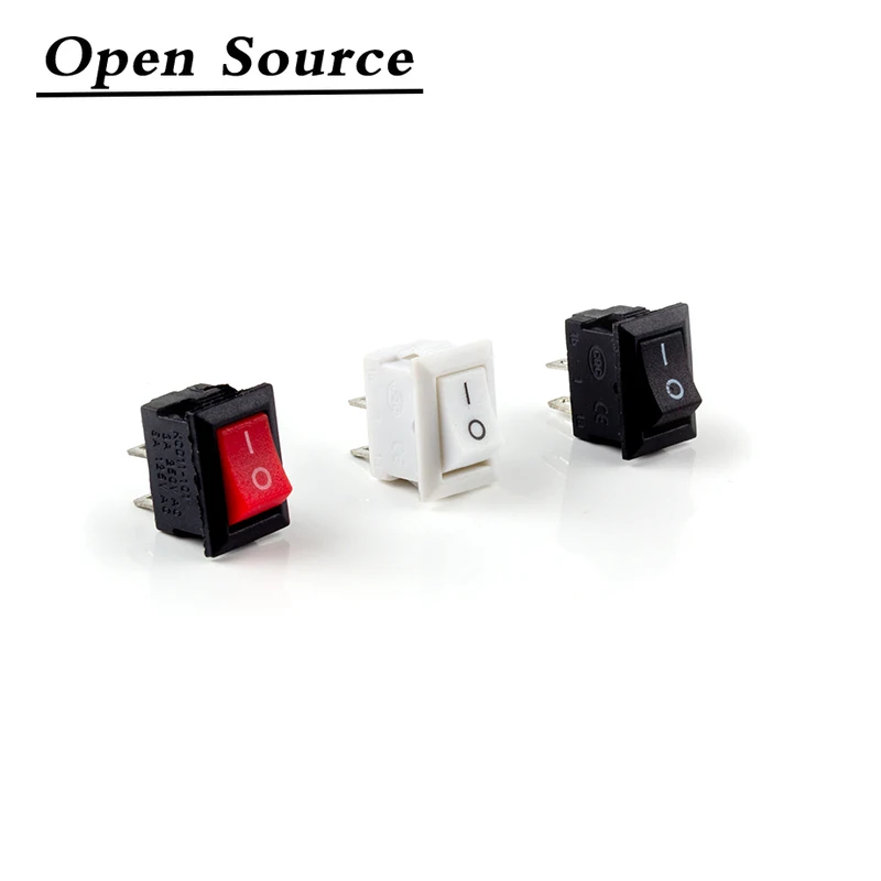

5 / 10Pcs Rocker Switch 10MM * 15MM Black Red and White SPST 2Pin 3A 250V Snap-in on / Off Small Meter Power Button Switch