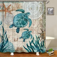 3d bathroom shower curtain polyester waterproof turtle home with hooks home decorations