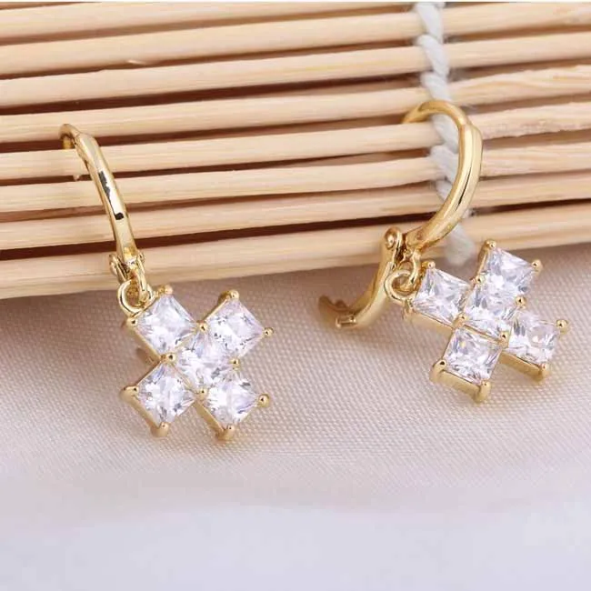 Популярные 925 мозаичный циркон крест трендовые длинные серьги Модные