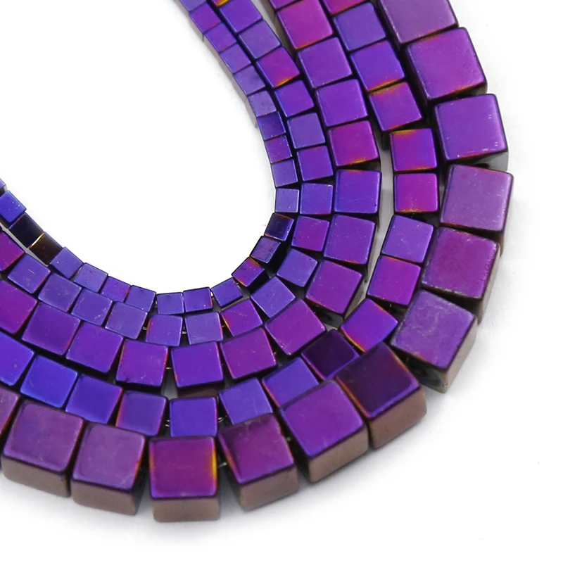 

YHBZRET натуральный камень, Фиолетовый аметист Square cube Форма Spacer Бусины для самостоятельного изготовления ювелирных изделий браслет аксессуар...