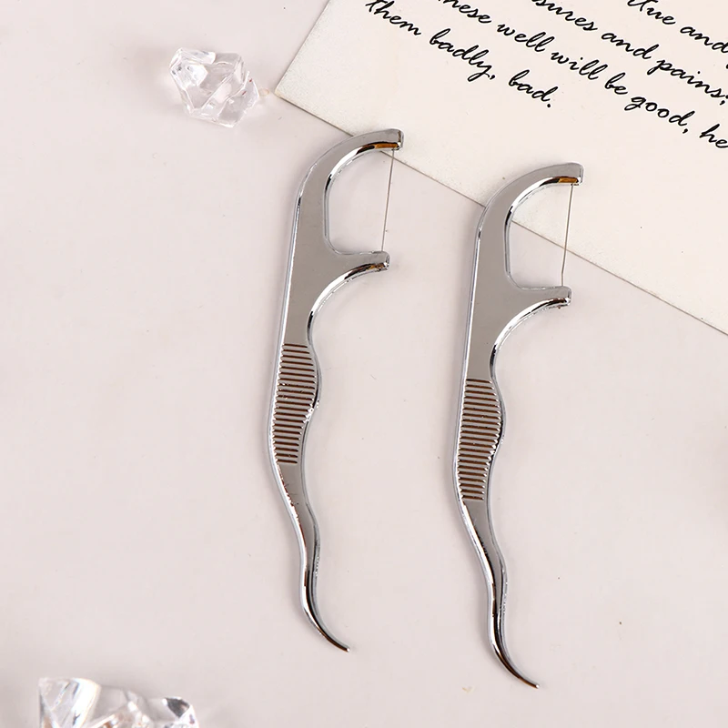 

Stainless Steel Toothpick With Box Dental Floss Reusable Flossing Holder D Toothpicks With Thread