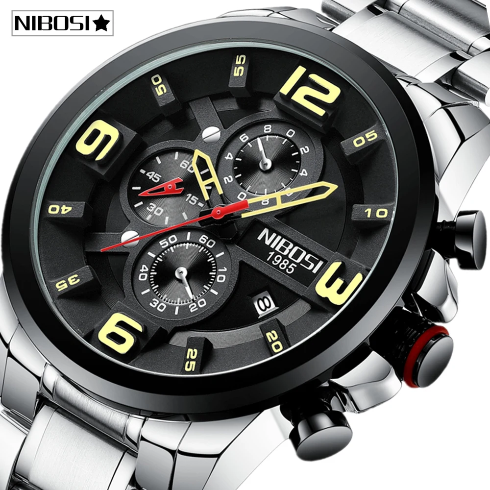 Relogio Masculino NIBOSI брендовые новые модные мужские часы полностью стальные