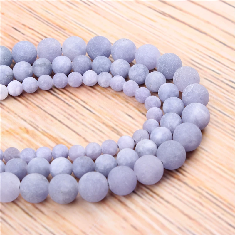 

Wholesale Frosted Purple Aquamarine 4/6/8/10 / 12mm Natural Stone Loose Beads Jewelry Bracelet Necklace Make