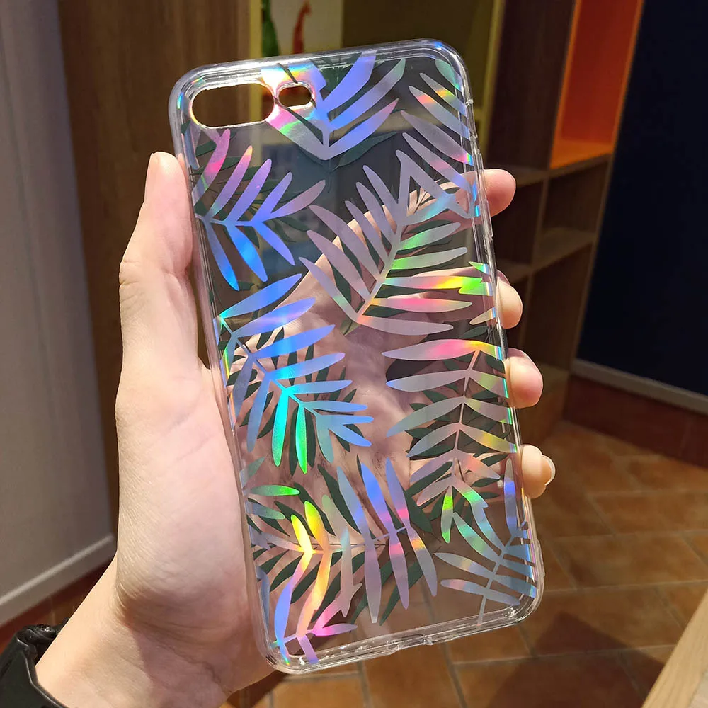 Модный градиентный Радужный лазерный чехол для iPhone 11 Pro XS Max Xr Прозрачный жесткий чехол Fundas для iPhone 8 7 6S Plus акриловый чехол