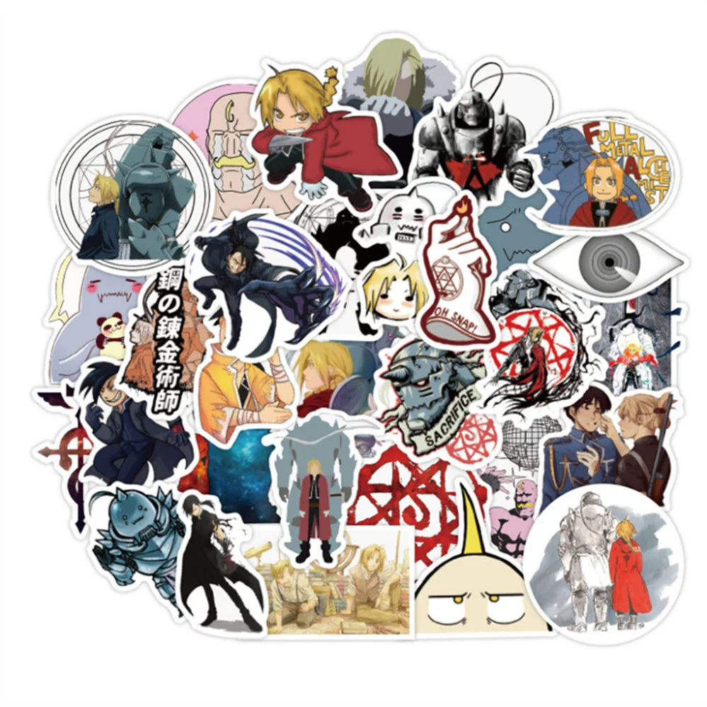 

10/30/50PCS Anime Fullmetal Alchemy Cute Character Diary Book Graffiti Skateboard Decoration Waterproof Sticker Toy Wholesale
