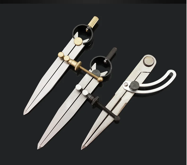 1PC Carbon steel Scriber Divider Wheel Compass Leather Stitch Hole Distance Measure Compass Leather Divider Tool spacing compass leather craft rotating sewing handmade tool wing divider spacing compasses edge creaser tools