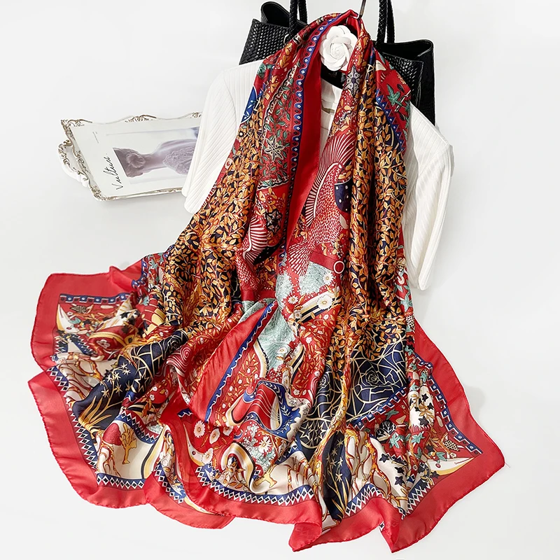 

2020 Luxury brand Autumn and winter women New style Fashion Color matching Print silk scarf lady Popular headcloth beach shawl