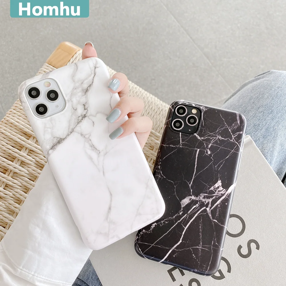 

Homhu Glossy Granite Stone Marble Texture Cover For iPhone 12 11 Pro X XR XS Max 7 8 7Plus Soft Silicone IMD Back Cases Cover