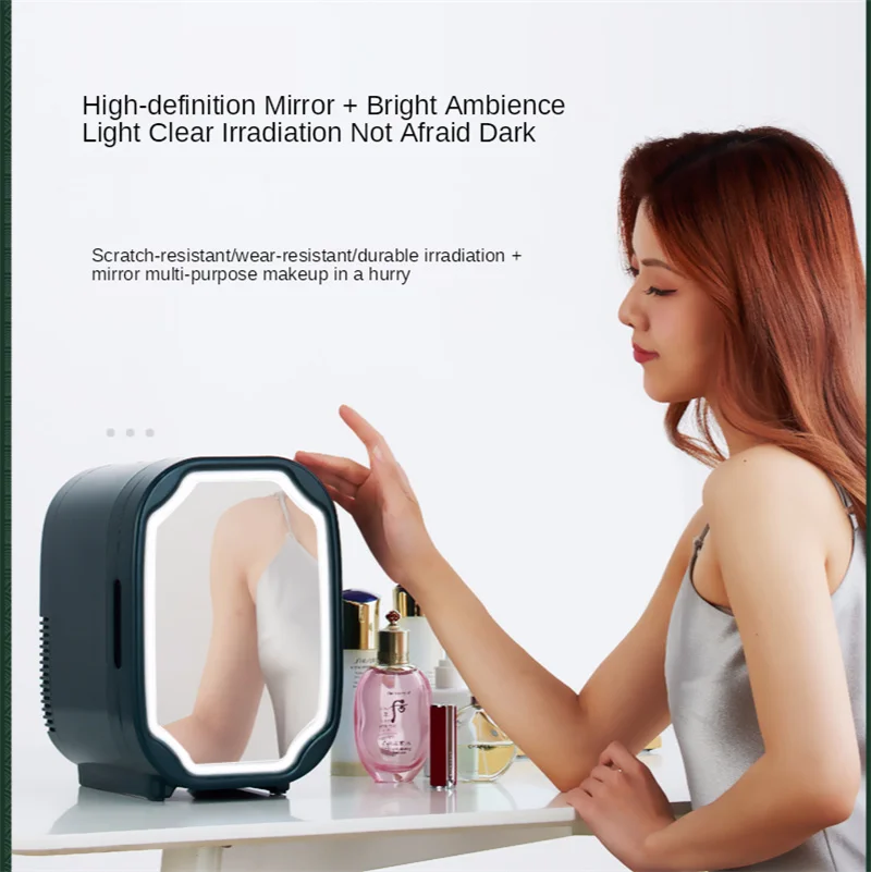 저렴한 거울을 가진 직업적인 8L 아름다움 냉장고 메이크업 피부 관리 및 가정을위한 LED 램프 접촉 스크린 냉장고 이중 사용 여행 BX27