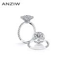 ANZIW новый дизайн большой 4 карат круглой огранки Halo Кольцо Сона кольцо 925 пробы серебро Обручение обручальное кольцо свадебные ювелирные кольца Подарки