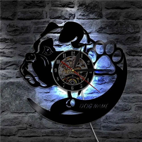 Домашнее украшение виниловые настенные часы с изображением собаки