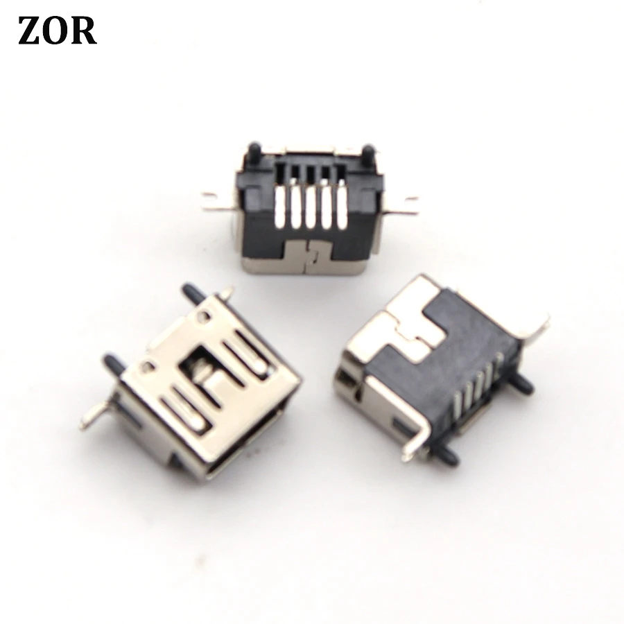 50 шт. 5-контактный гнездовой разъем Mini USB Type-B DIP с вертикальными ножками коннектор