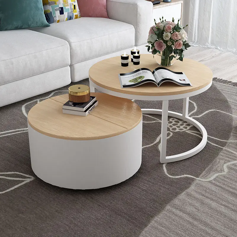 

Nordic coffee table living room net red coffee table retractable simple apartment creative ins round movable side table طاولة