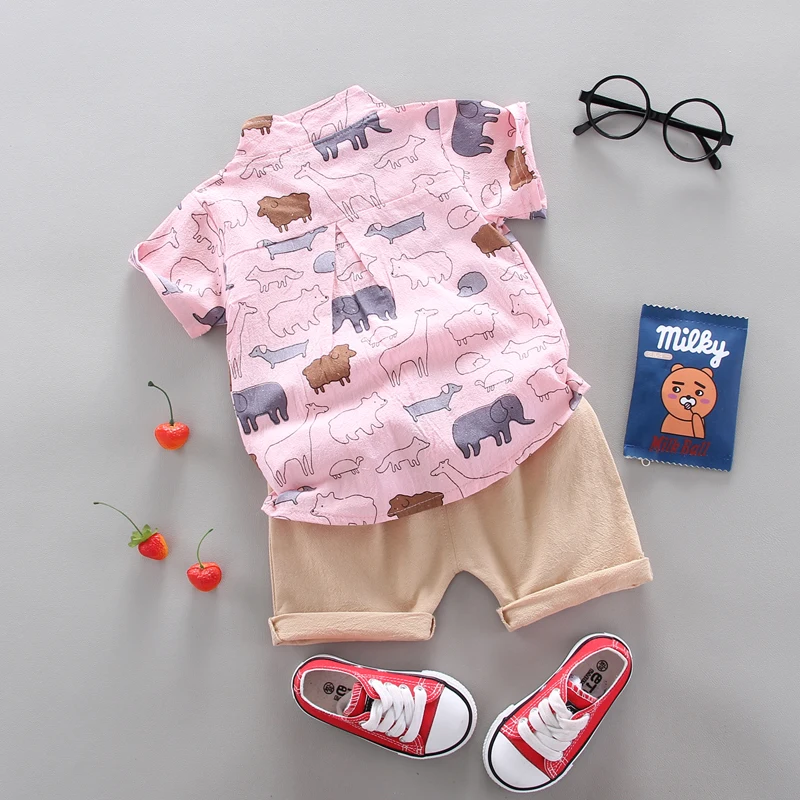 Летние комплекты детской одежды рубашка с коротким рукавом и штаны для мальчиков
