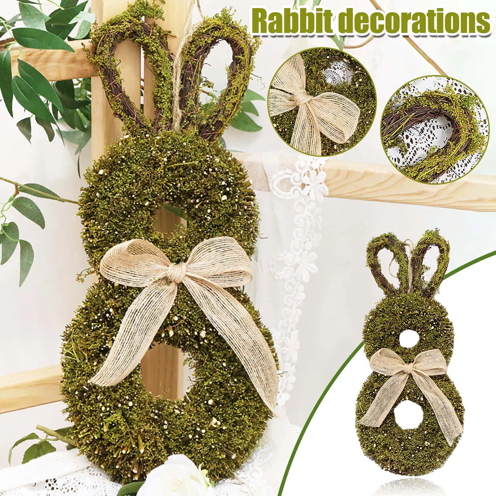 

2021 Pendant Bunny Shape Easter Decor Wreath Bunny Easter Decoration пасхальные зайцы искуственный венок dekoracja na drzwi